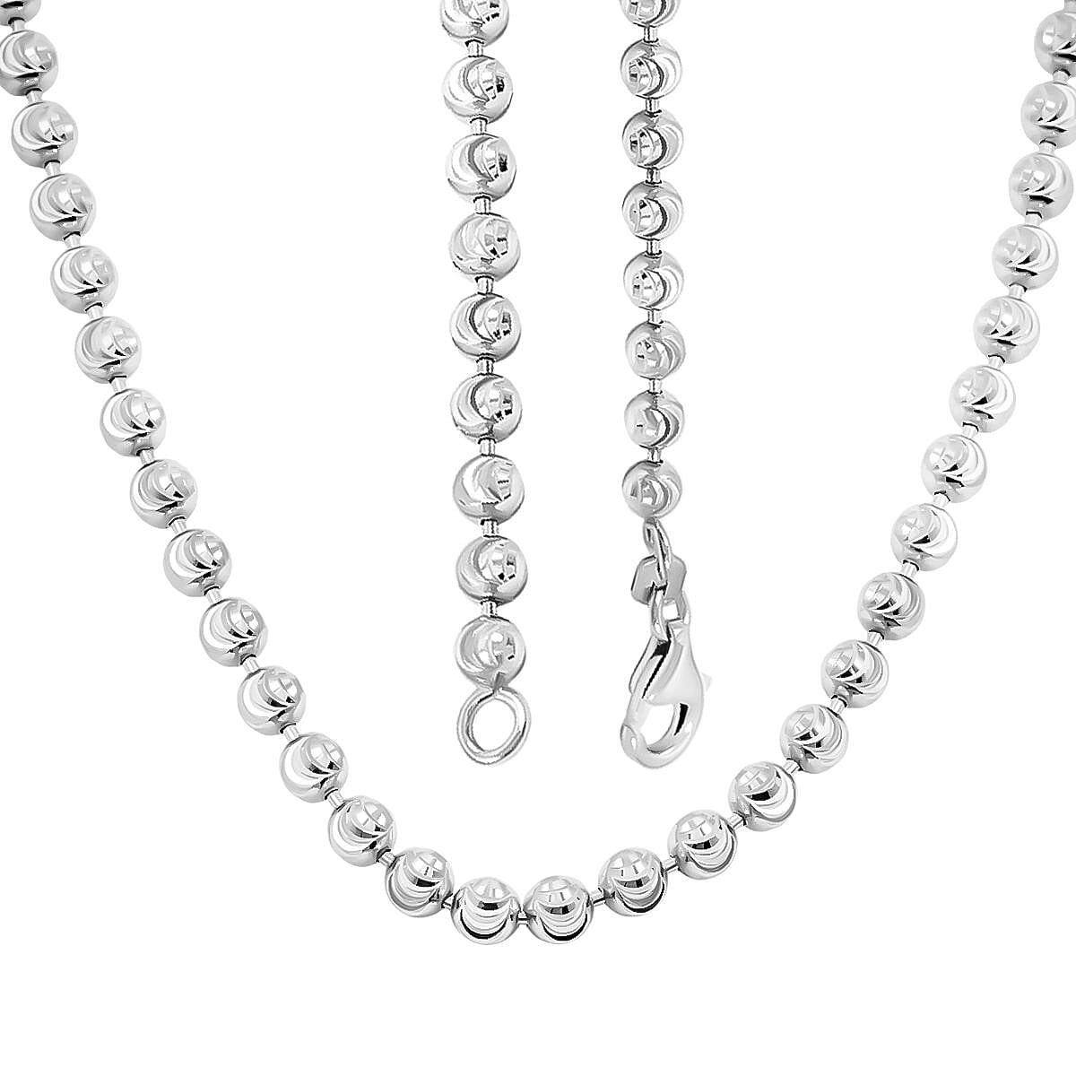 Italian 4mm Diamond-cut Necklace in Rhodium Over Sterling Silver 20 Grams 20 Inches image number 4
