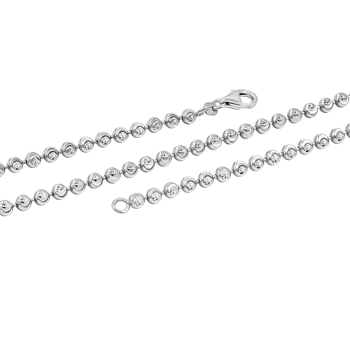Italian 4mm Diamond-cut Necklace in Rhodium Over Sterling Silver 20 Grams 20 Inches image number 5