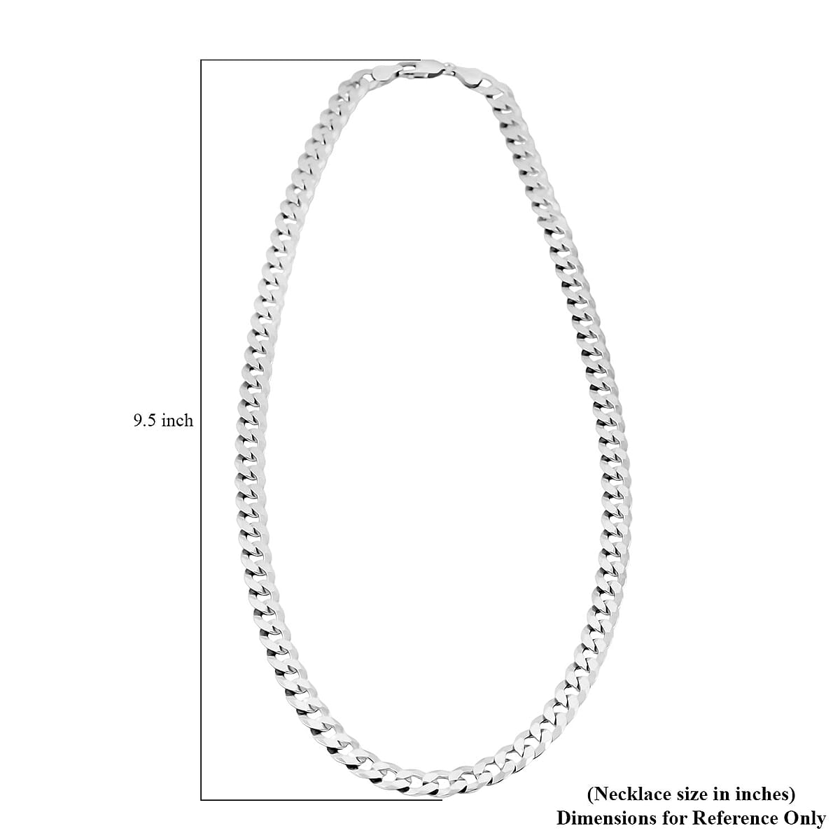 Italian 7mm Flat Curb Chain Necklace in Rhodium Over Sterling Silver 29.5 Grams 24 Inches image number 6