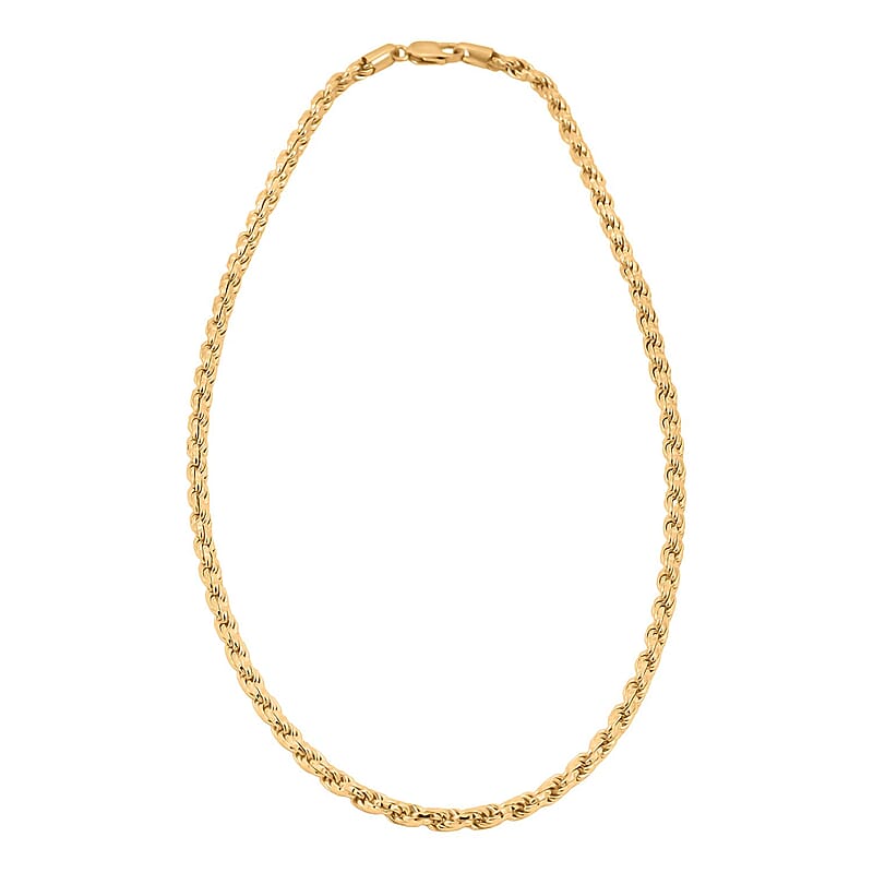 Italian 5mm Rope Chain Necklace in 14K YG Over Sterling Silver 24 Inches 58.3 Gras