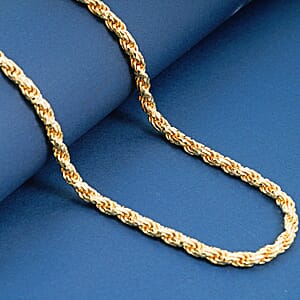 Italian 5mm Rope Chain Necklace in 14K YG Over Sterling Silver 24 Inches 58.3 Gras