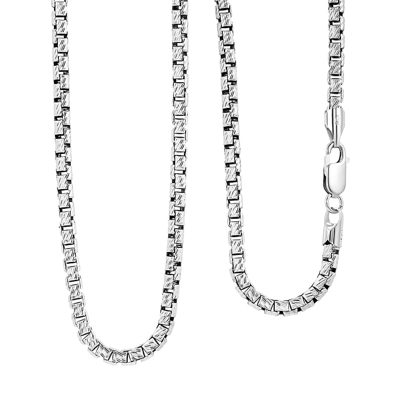 Italian Rhodium Over Sterling Silver 3.9mm Chain Necklace 24 Inches 45.5 Grams