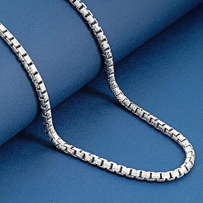 Italian Rhodium Over Sterling Silver 3.9mm Chain Necklace 24 Inches 45.5 Grams