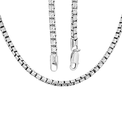 Italian Rhodium Over Sterling Silver 3.9mm Chain Necklace 24 Inches 45.5 Grams