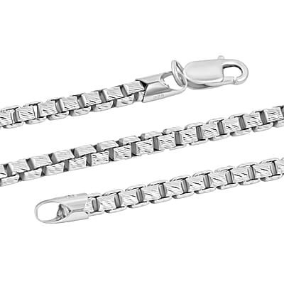 Italian Rhodium Over Sterling Silver 3.9mm Chain Necklace 24 Inches 45.5 Grams