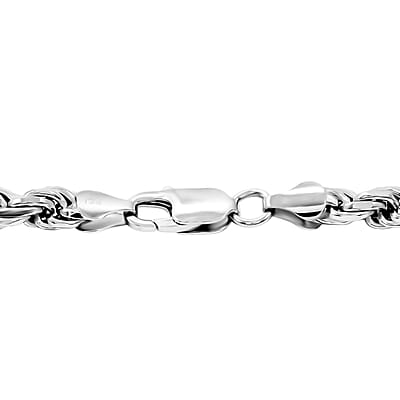 Italian 6mm Rope Chain Necklace in Rhodium Over Sterling Silver 70 Gras 26 Inches