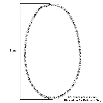 Italian 6mm Rope Chain Necklace in Rhodium Over Sterling Silver 70 Gras 26 Inches