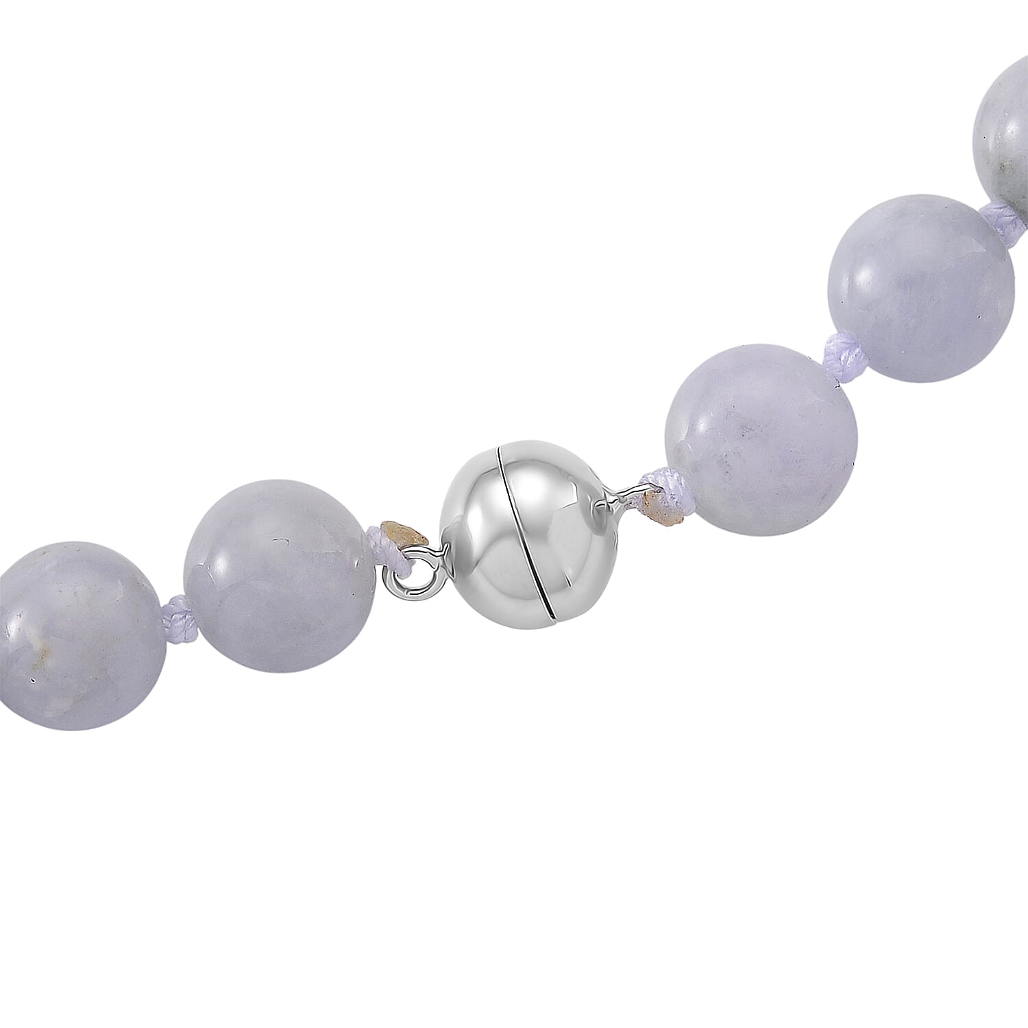 D'Joy Natural Jade 520.00 ctw Carved Flower Pendant with Beaded Necklace in Rhodium Over Sterling Silver (20 Inches)