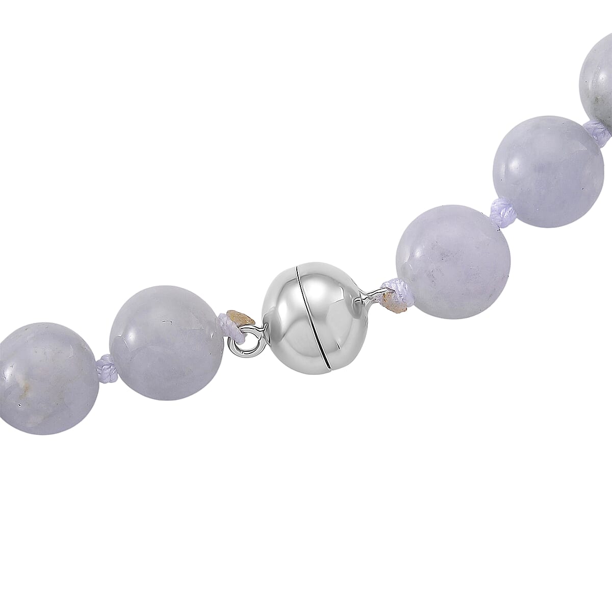 D'Joy Natural Jade 520.00 ctw Carved Flower Pendant with Beaded Necklace in Rhodium Over Sterling Silver (20 Inches) image number 3