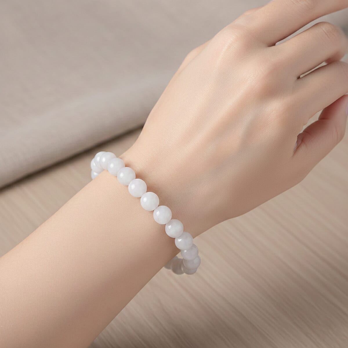 Natural Jade 150.00 ctw Beaded Stretch Bracelet image number 2