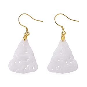 D'Joy Natural Jade 20.00 ctw Carved Earrings in 14K YG Over Sterling Silver