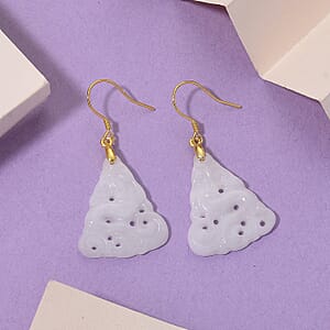D'Joy Natural Jade 20.00 ctw Carved Earrings in 14K YG Over Sterling Silver
