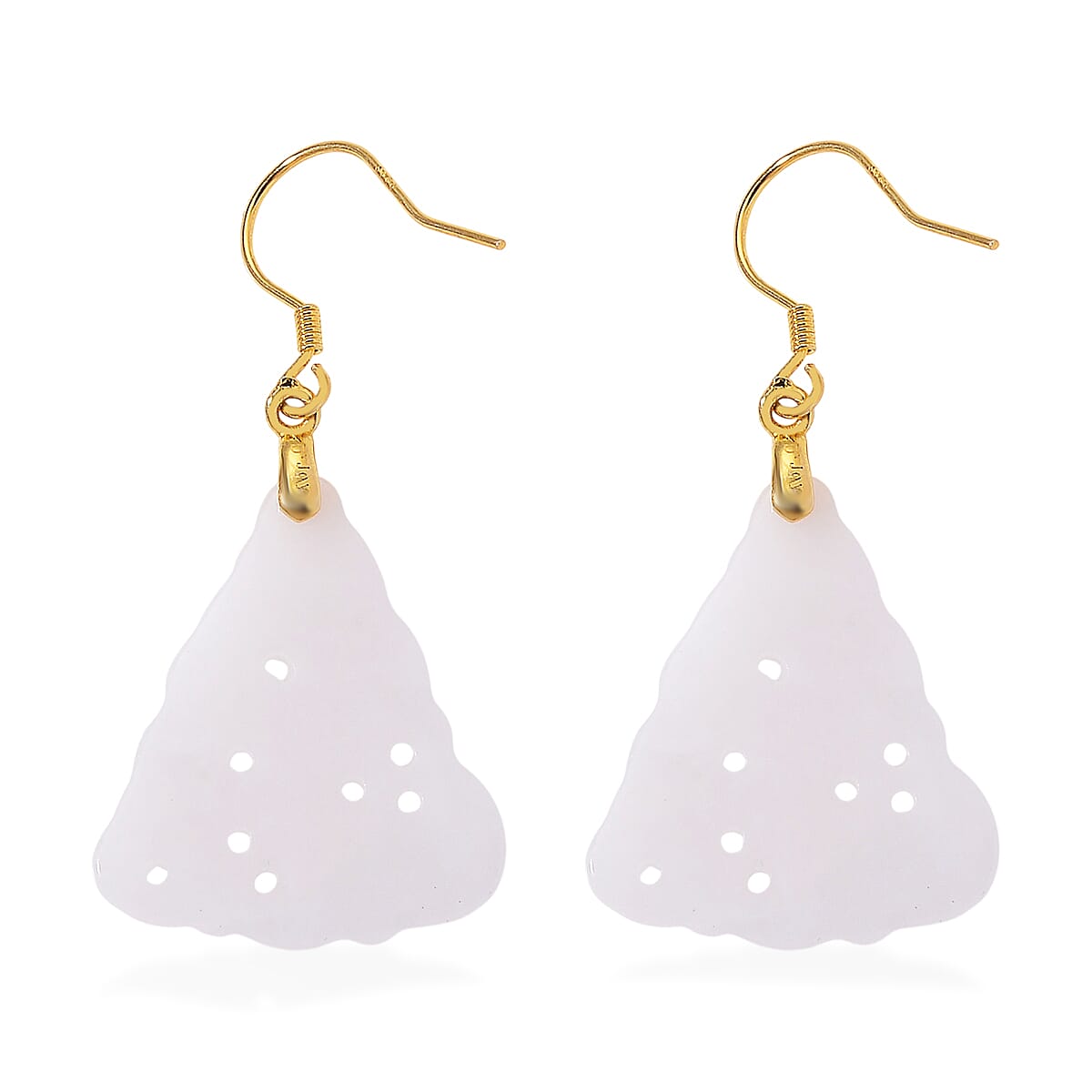 D'Joy Natural Jade 20.00 ctw Carved Earrings in 14K YG Over Sterling Silver