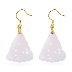 D'Joy Natural Jade 20.00 ctw Carved Earrings in 14K YG Over Sterling Silver