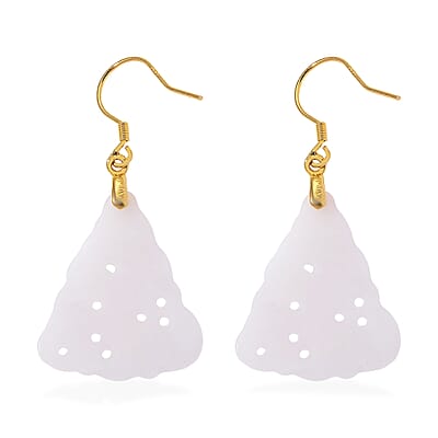 D'Joy Natural Jade 20.00 ctw Carved Earrings in 14K YG Over Sterling Silver