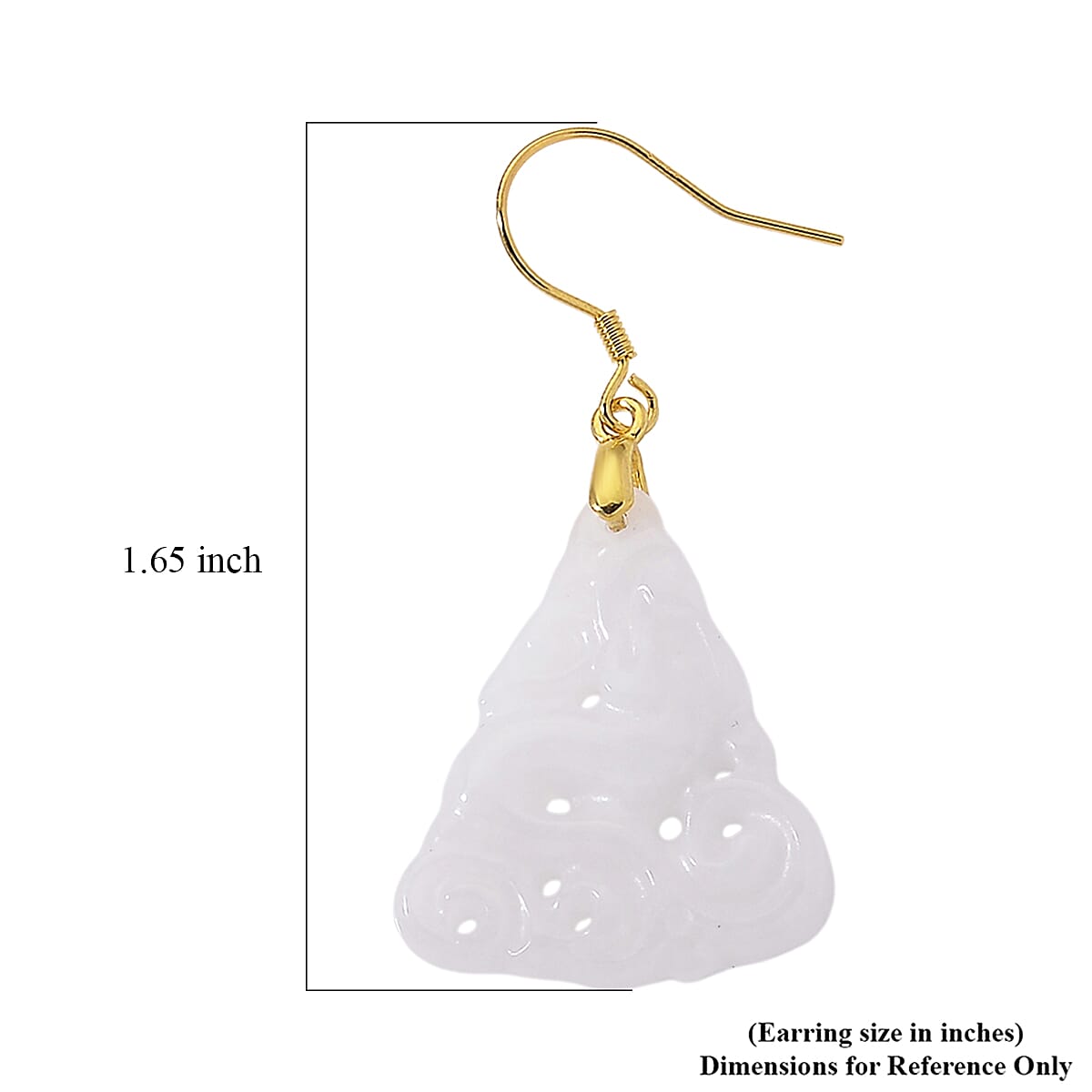 D'Joy Natural Jade 20.00 ctw Carved Earrings in 14K YG Over Sterling Silver image number 3