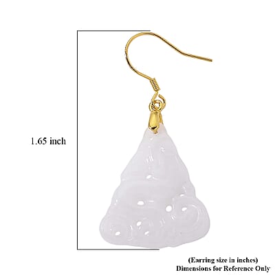 D'Joy Natural Jade 20.00 ctw Carved Earrings in 14K YG Over Sterling Silver