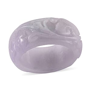 Natural Jade 50.00 ctw Carved Band Ring (Size 5.0)