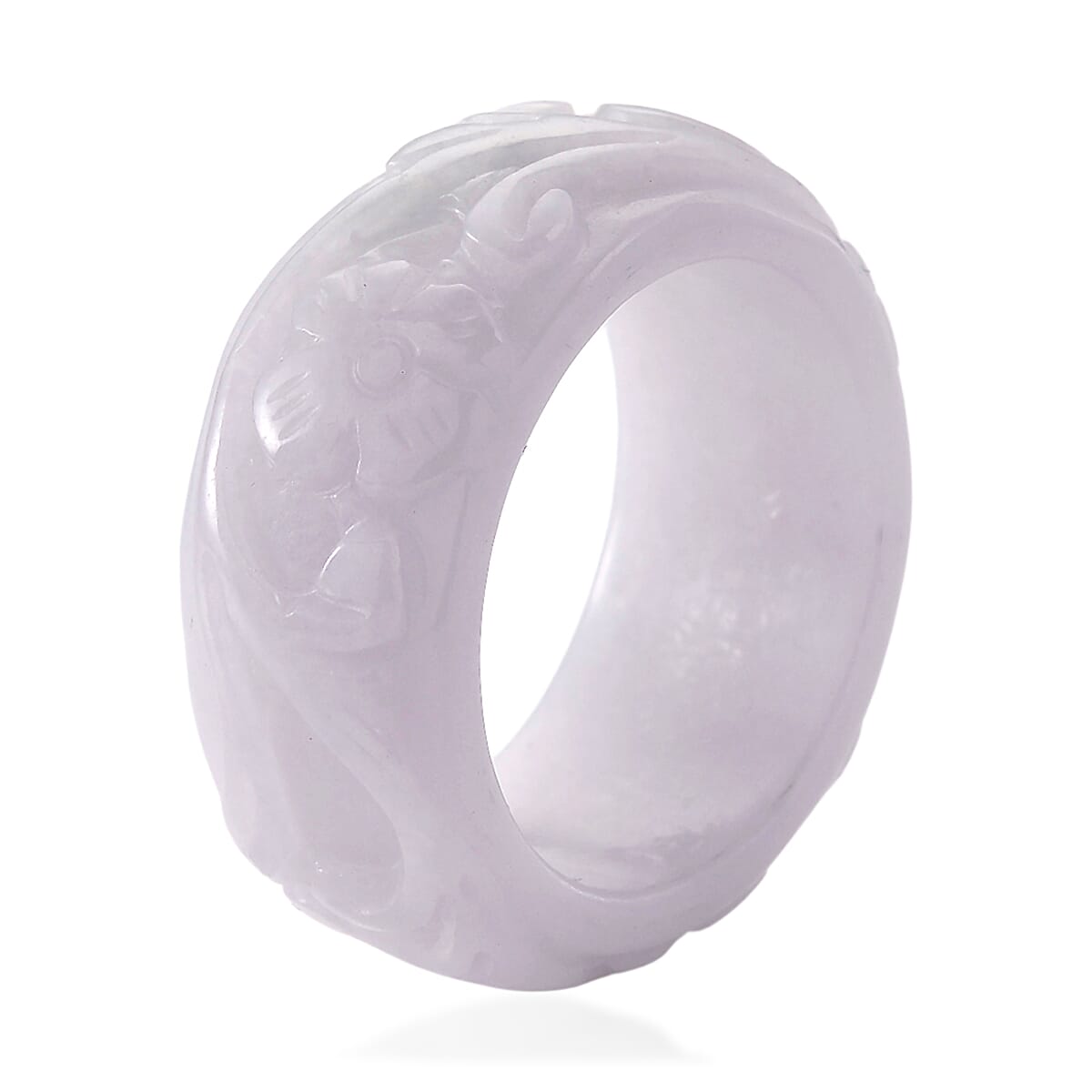 Natural Jade 50.00 ctw Carved Band Ring (Size 5.0) image number 1