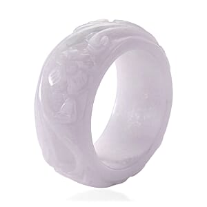 Natural Jade 50.00 ctw Carved Band Ring (Size 5.0)