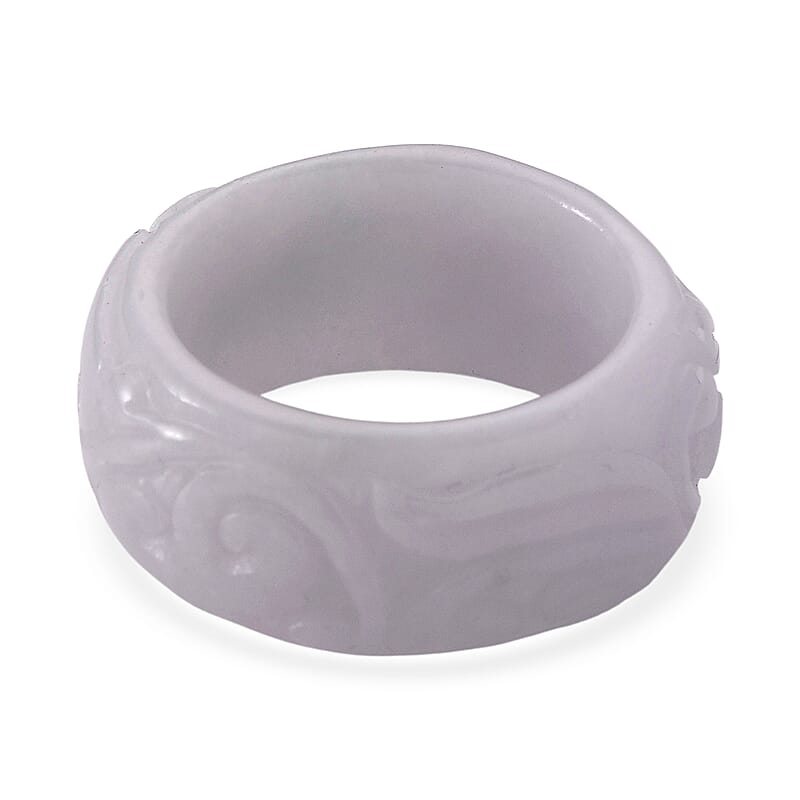 Natural Jade 50.00 ctw Carved Band Ring (Size 8.0)