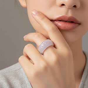 Natural Jade 50.00 ctw Carved Band Ring (Size 9.0)