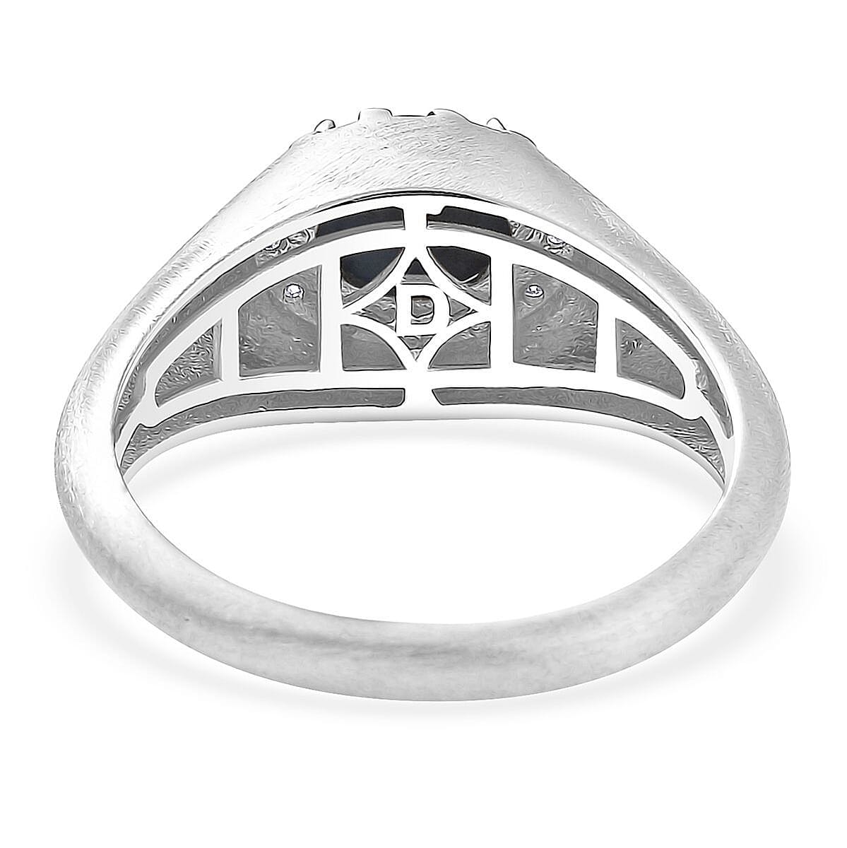Doorbuster D'Joy Premium Blue Star Sapphire (DF) and Moissanite 2.60 ctw Men's Ring in Rhodium Over Sterling Silver (Size 10.0) image number 4