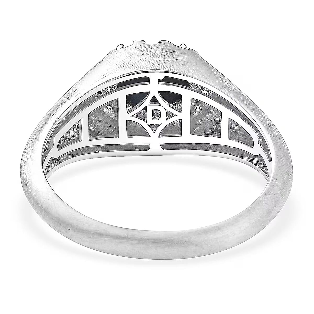  D'Joy Premium Blue Star Sapphire (DF) and Moissanite 2.60 ctw Men's Ring in Rhodium Over Sterling Silver (Size 13.0) image number 6