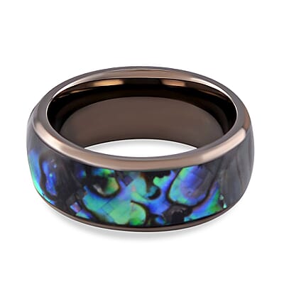 Abalone Shell Ring in Stainless Steel (Size 10)