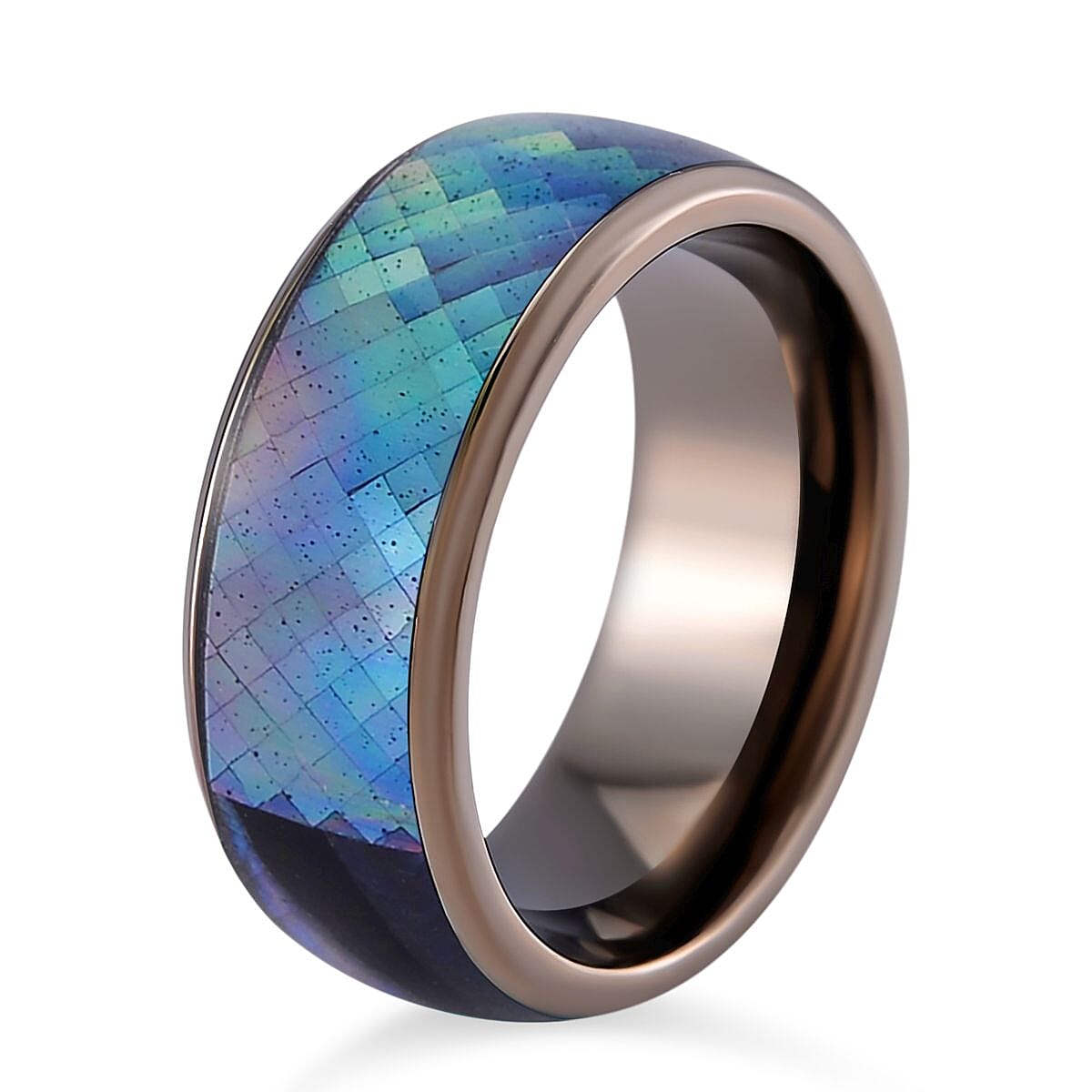 Black Mother of Pearl Ring in ION Plated Black Stainless Steel (Size 7)