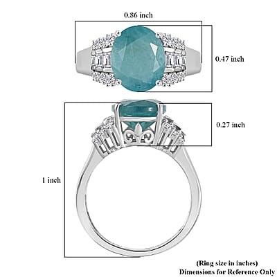 D'Joy Premium Grandidierite and Moissanite 4.35 ctw Art Deco Ring in Rhodium Over Sterling Silver (Size 6.0)