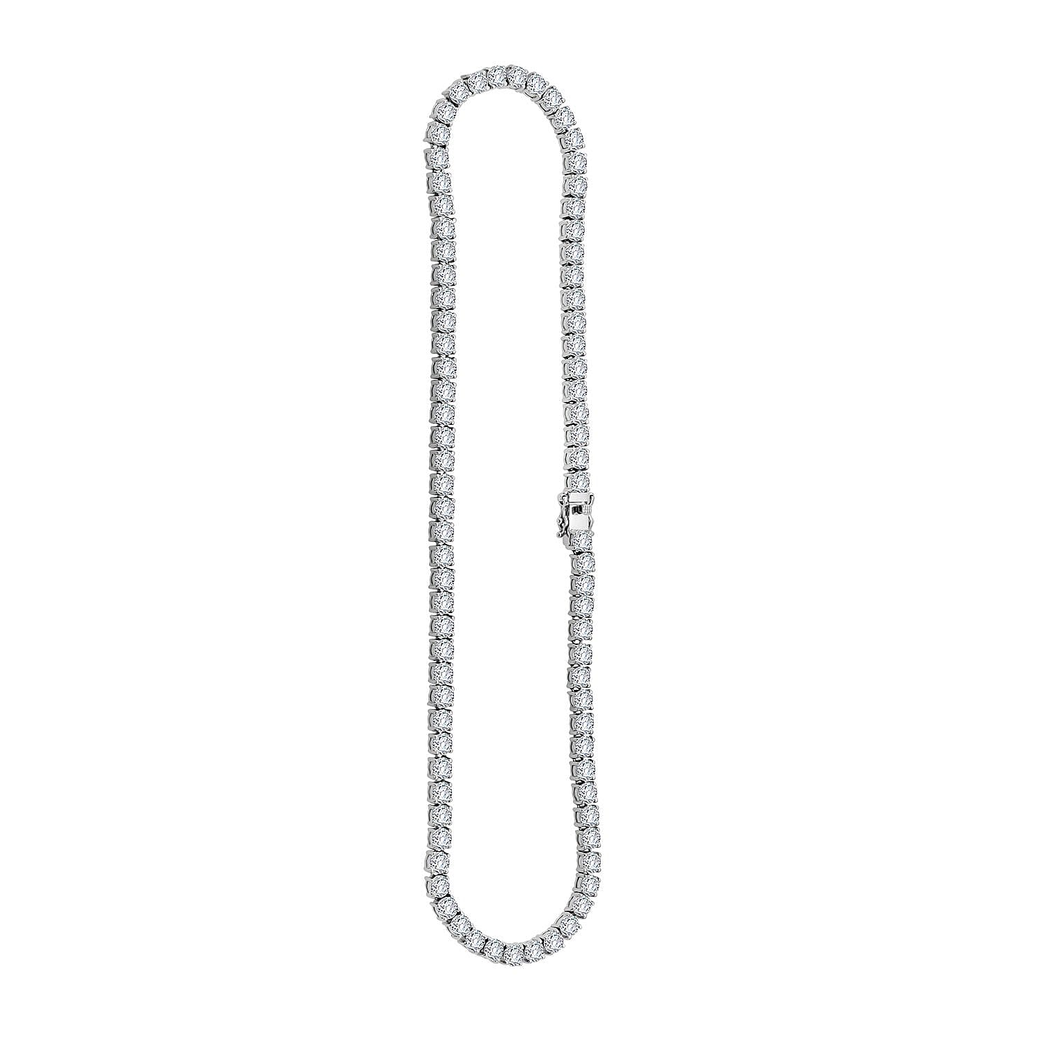  D'Joy Moissanite 37.60 ctw Timeless Classics Necklace in Rhodium Over Sterling Silver 18 Inches