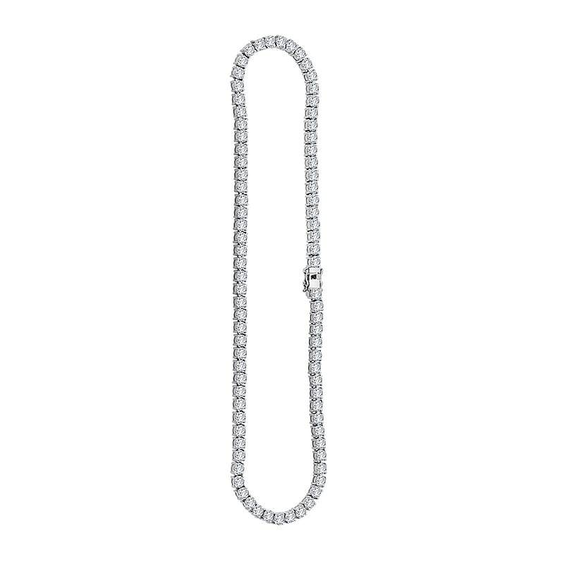 D'Joy Moissanite 37.60 ctw Timeless Classics Necklace in Rhodium Over Sterling Silver 18 Inches