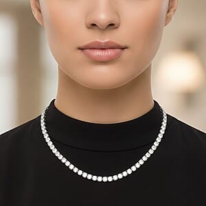 Doorbuster D'Joy Moissanite 37.60 ctw Timeless Classics Necklace in Rhodium Over Sterling Silver 18 Inches