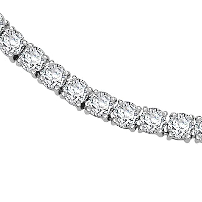 D'Joy Moissanite 37.60 ctw Timeless Classics Necklace in Rhodium Over Sterling Silver 18 Inches