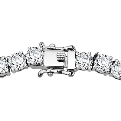 D'Joy Moissanite 37.60 ctw Timeless Classics Necklace in Rhodium Over Sterling Silver 18 Inches