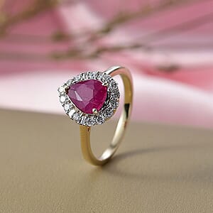 Certified & Appraised AAA Montepuez Ruby and Luxuriant Lab Grown Diamond G-H SI 2.07 ctw Ring in 10K Yellow Gold (Size 7.0)