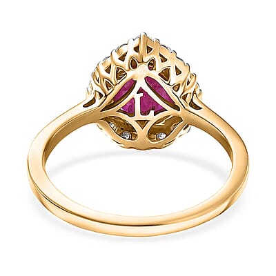 Certified & Appraised AAA Montepuez Ruby and Luxuriant Lab Grown Diamond G-H SI 2.07 ctw Ring in 10K Yellow Gold (Size 7.0)