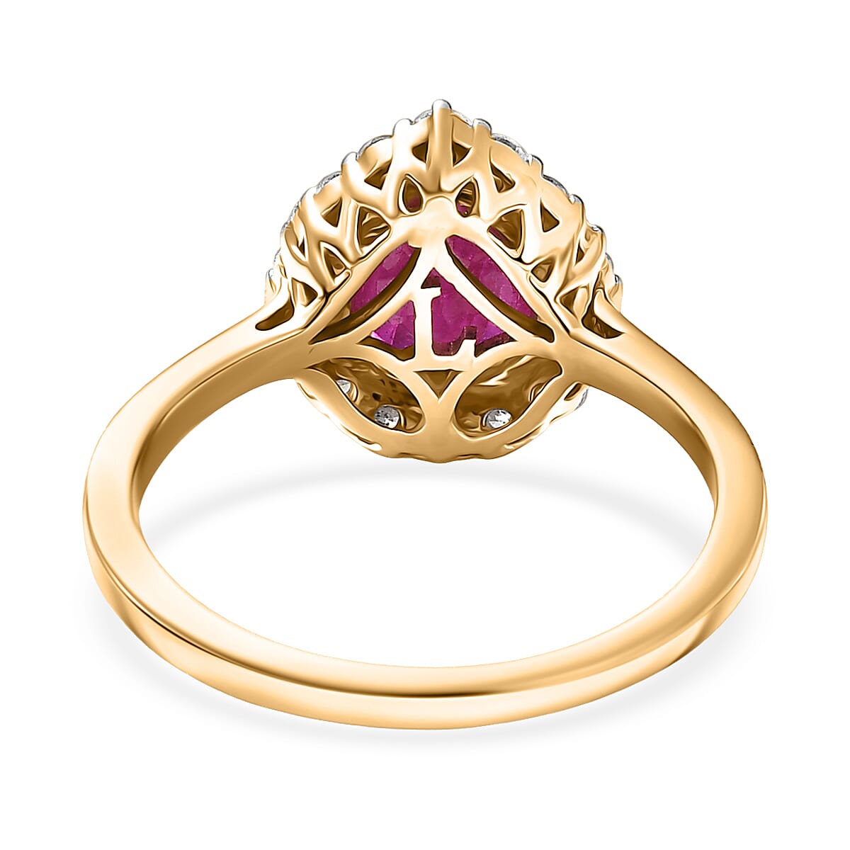 Certified & Appraised AAA Montepuez Ruby and Luxuriant Lab Grown Diamond G-H SI 2.07 ctw Ring in 10K Yellow Gold (Size 9.0) image number 4
