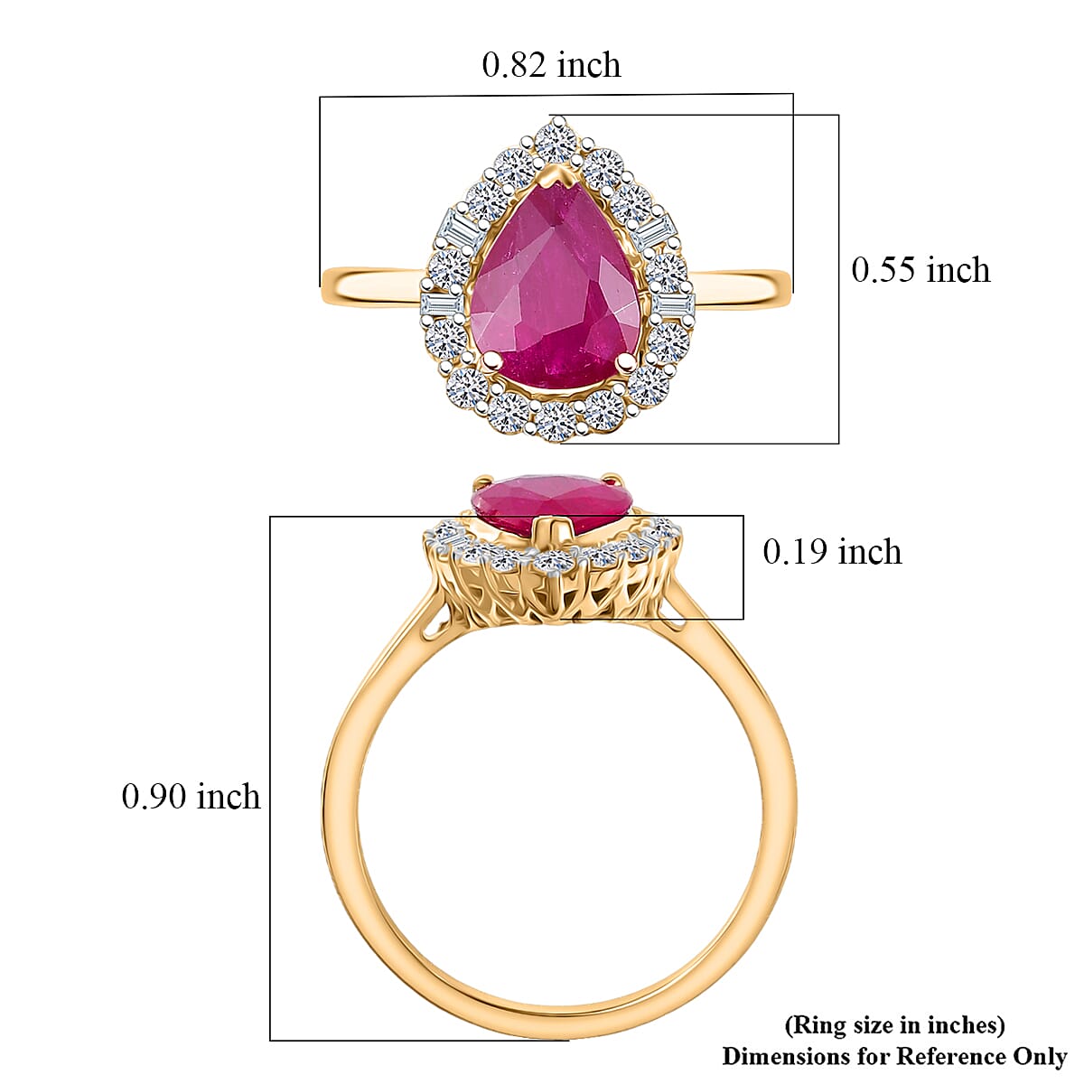 Certified & Appraised AAA Montepuez Ruby and Luxuriant Lab Grown Diamond G-H SI 2.07 ctw Ring in 10K Yellow Gold (Size 9.0) image number 5