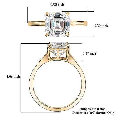 Luxoro Premium Asscher Cut Strontium Titanate 5.40 ctw Golden Prism Ring in 10K Yellow Gold (Size 10.0)