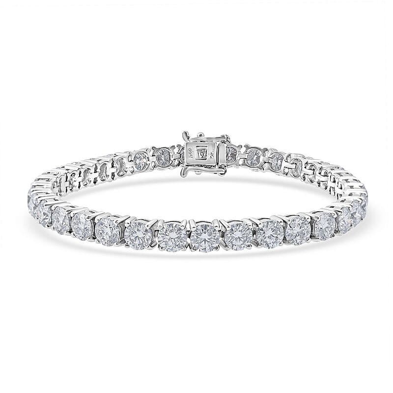  D'Joy Moissanite 13.75 ctw Timeless Classics Bracelet in Rhodium Over Sterling Silver (6.50 In)