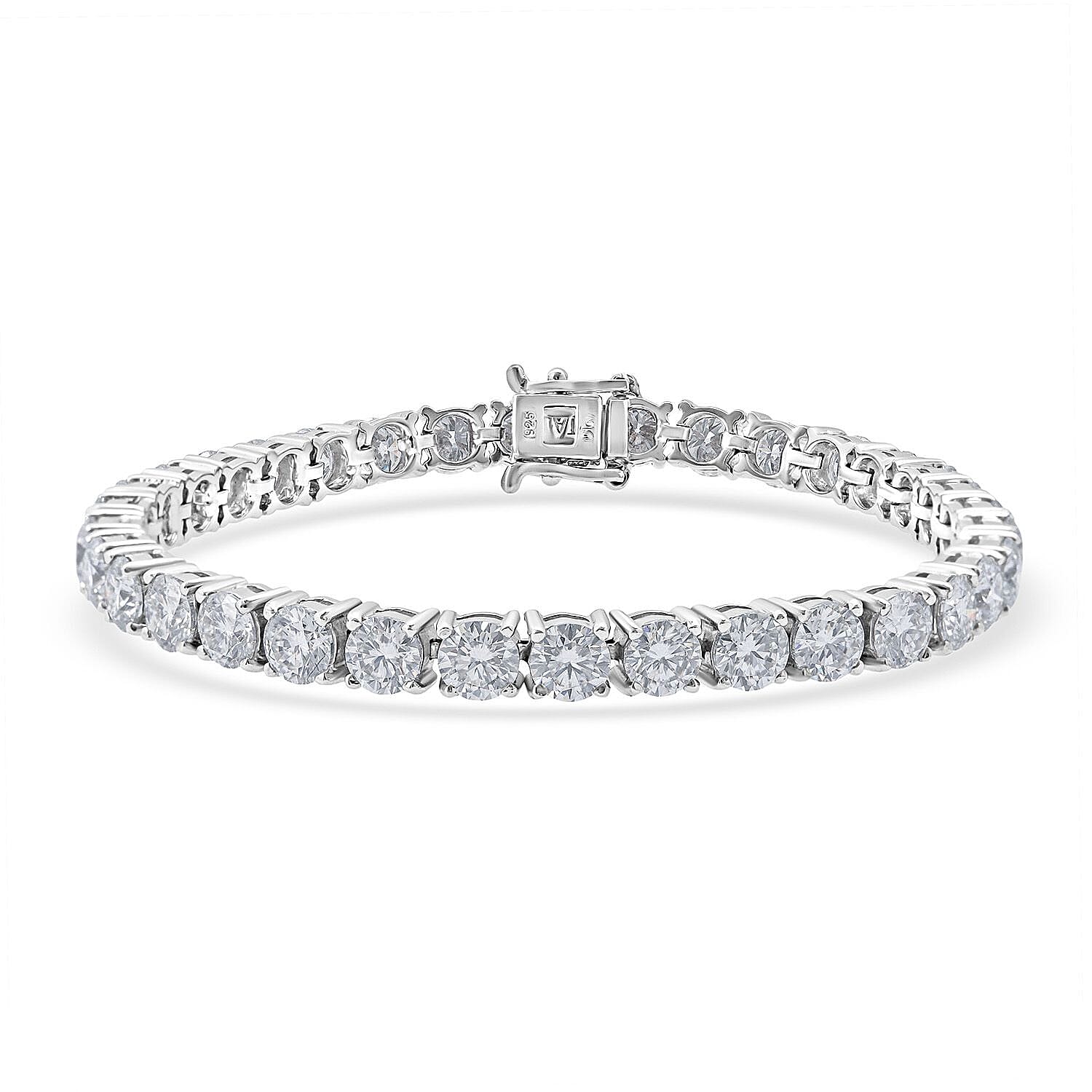 D'Joy Moissanite 15.50 ctw Timeless Classics Bracelet in Rhodium Over Sterling Silver (7.25 In)