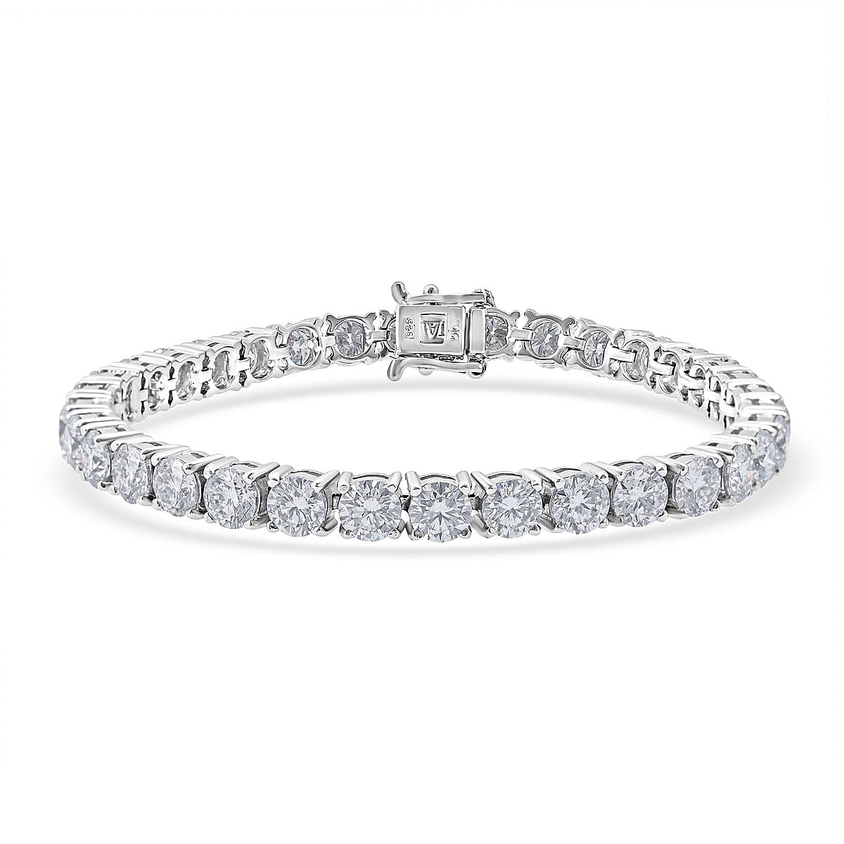 Doorbuster D'Joy Moissanite 15.50 ctw Timeless Classics Bracelet in Rhodium Over Sterling Silver (7.25 In) image number 0