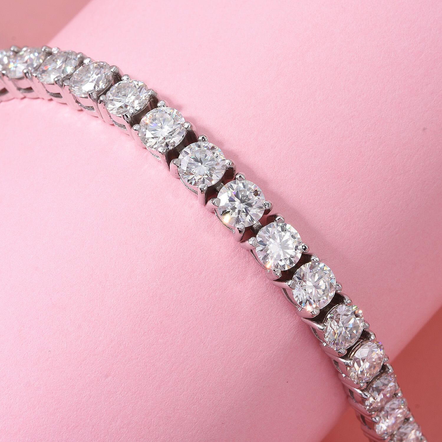 D'Joy Moissanite 15.50 ctw Timeless Classics Bracelet in Rhodium Over Sterling Silver (7.25 In)