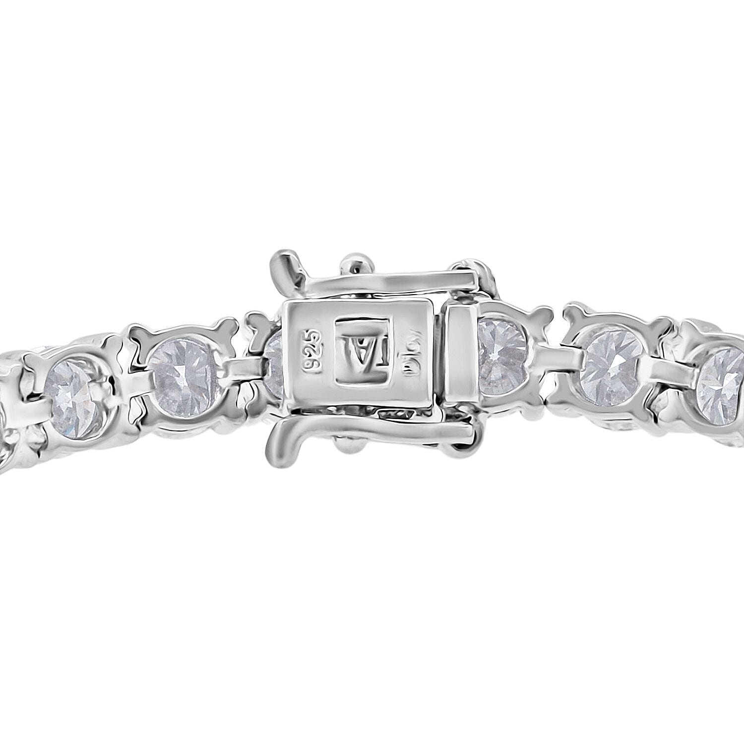D'Joy Moissanite 15.50 ctw Timeless Classics Bracelet in Rhodium Over Sterling Silver (7.25 In)