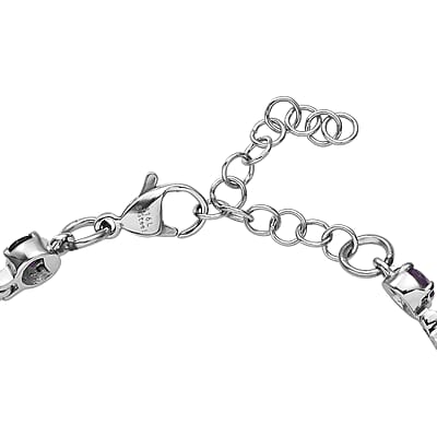 EverTrue African Amethyst 4.90 ctw Cluster Bracelet in Stainless Steel (6.50-8.00In)
