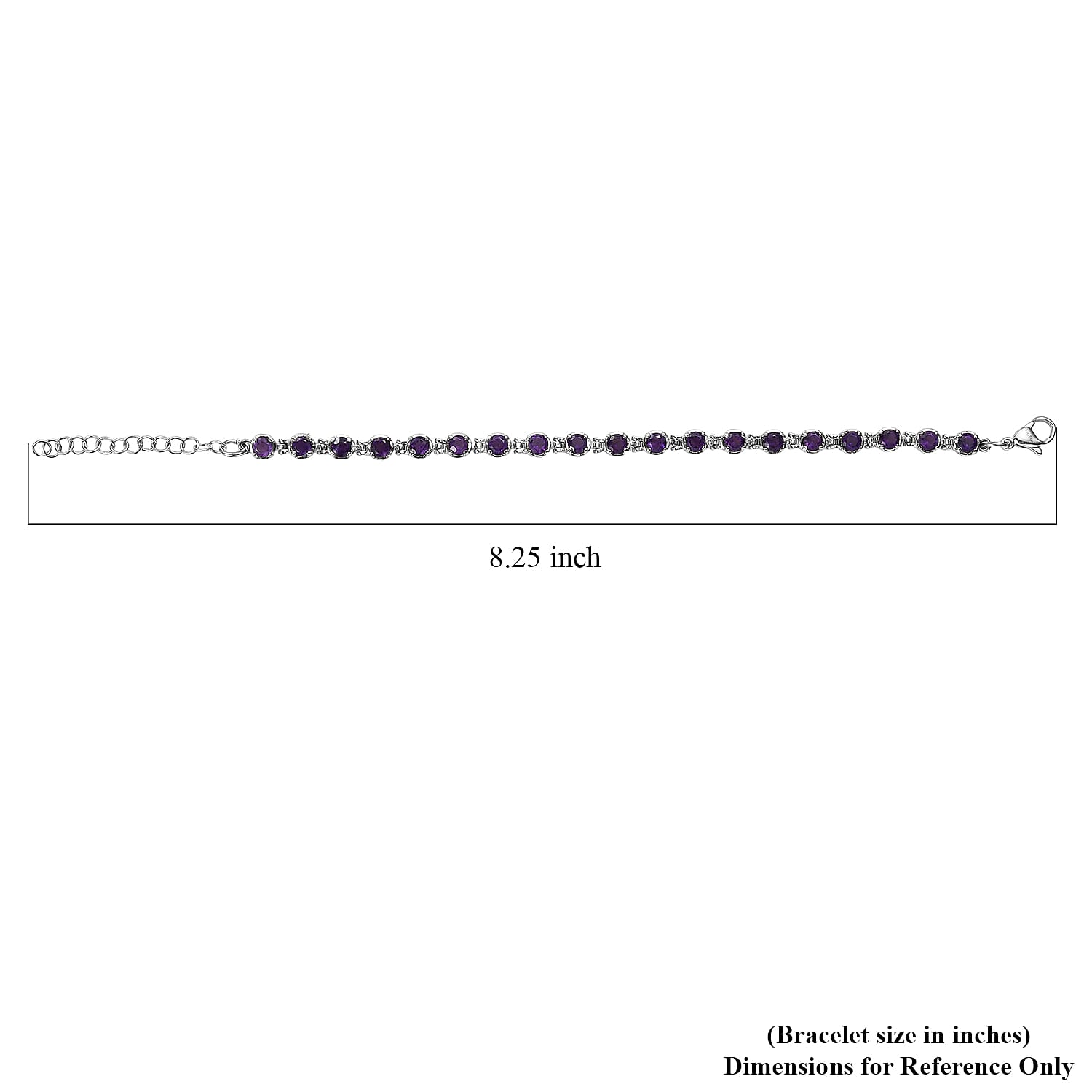 EverTrue African Amethyst 4.90 ctw Cluster Bracelet in Stainless Steel (6.50-8.00In)