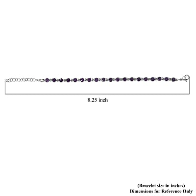 EverTrue African Amethyst 4.90 ctw Cluster Bracelet in Stainless Steel (6.50-8.00In)