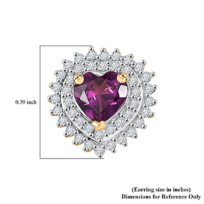 D'Joy AAA Radiant Ember Garnet and Moissanite 1.50 ctw Earrings in 18K Vermeil Yellow Gold Over Sterling Silver